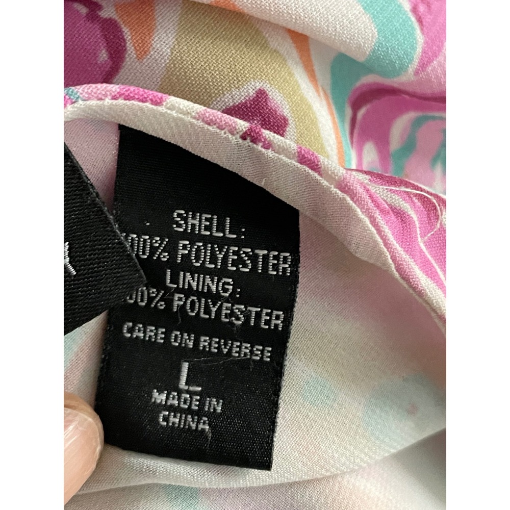 New York & Company Womens Pink Teal Paisley A-Line Skirt L Knee Length Lined - Picture 3 of 5